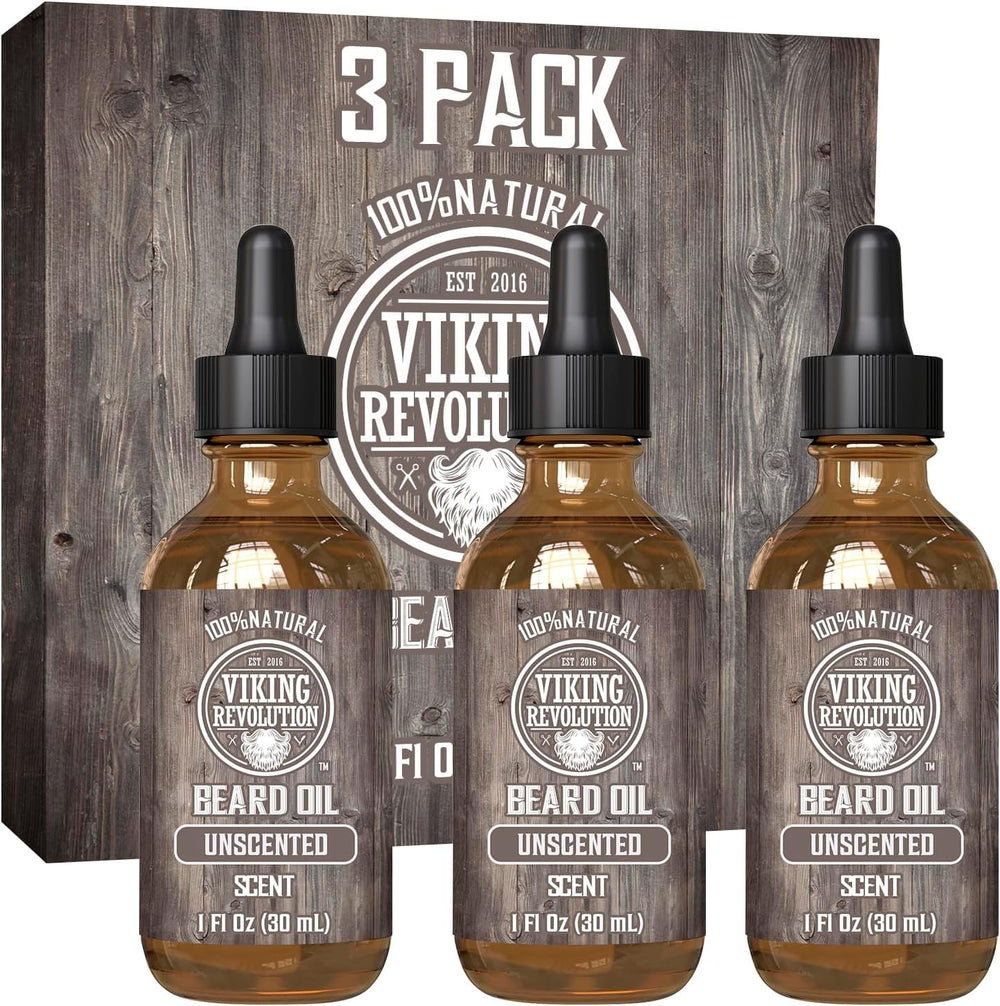 Viking Revolution unscented beard oil bottle for soft, manageable beard.