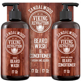 Viking Revolution beard wash bottle pour for easy, thorough cleansing.
