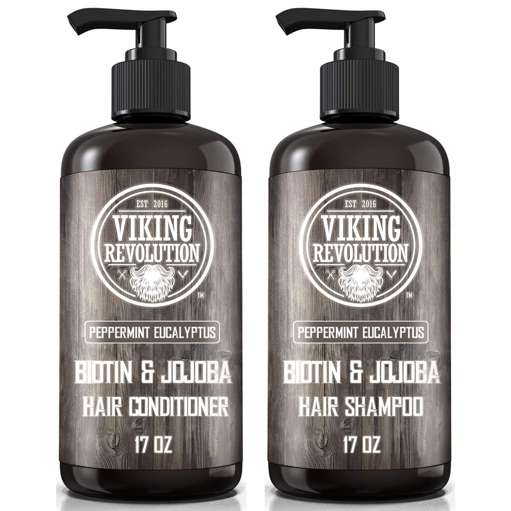 Viking Revolution Biotin Shampoo bottle with pump for easy daily use and thorough cleansing.