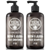 Viking Revolution Biotin Shampoo bottle with pump for easy daily use and thorough cleansing.