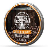 Viking Revolution Coffee Whiskey Beard Balm bottle ready for grooming