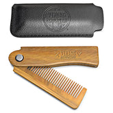 Viking Revolution folding-beard-comb-with-pouch for travel grooming and knot-free styling.