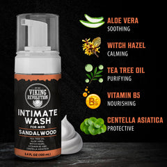 Viking Revolution Intimate Wash con hamamelis para confort suave.