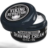 Viking Revolution luxury shaving cream sandalwood scent bottle pour for a smooth prep
