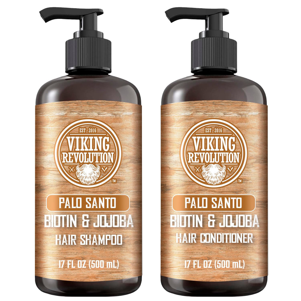 Viking Revolution Palo Santo shampoo bottle delivers a deep cleanse with refreshing scent.