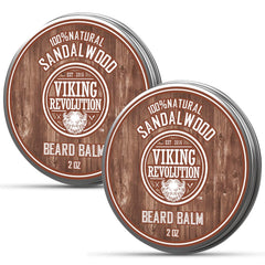 Viking Revolution sandalwood beard balm bottle pour for easy grooming