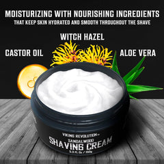 Viking Revolution shaving cream natural oils helps conditioning and a great scent