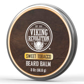 Viking Revolution Sweet Tobacco beard balm jar, softens and nourishes facial hair.