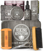 Viking Revolution ultimate beard kit packaging showing all included tools for gifting.