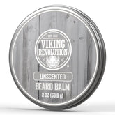 Viking Revolution unscented beard balm jar for easy styling and conditioning.