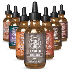 Viking Revolution unscented beard oil bottle ready for application and softness