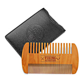 Viking Revolution wooden beard comb with dual teeth for gentle detangling