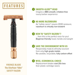 Vikings Blade Chieftain Odin razor handle close up for grip comfort