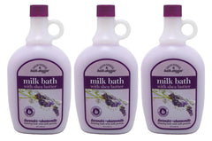Village Naturals Therapy Ultra-Moist Lavender Chamomile Milk Bath three-pack packaging emphasizes value.