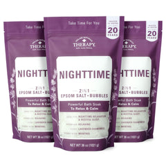 Village Naturals Therapy Noche: espuma abundante para un baño relajante.