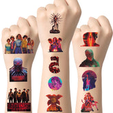 VINYUSE Stranger Things tattoo sheets front view show vibrant designs for party favors and events