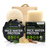 Viori Hidden Waterfall shampoo bar close-up showing rice water infusion for nourished hair