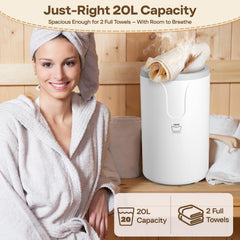 VIPBATH 20L towel warmer displaying ample capacity for two towels.