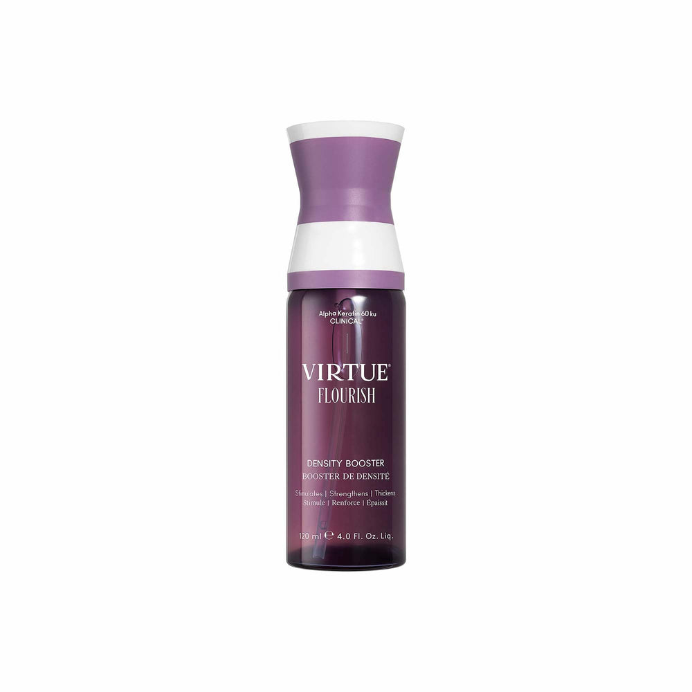 Virtue Flourish Density Booster spray front view for everyday scalp nourishment.