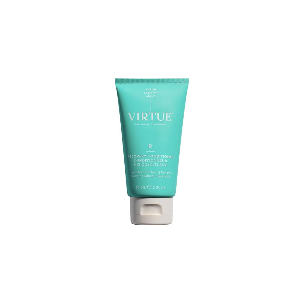 VIRTUE Recovery Conditioner bottle highlighting keratin infusion for stronger hair