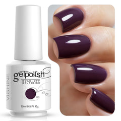 Vishine gelpolish purple 1417 bottle with cap showing rich salon-grade color