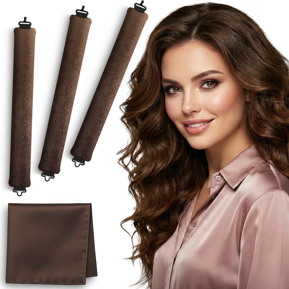 VISOFO Overnight Blowout Rods brown 3-set for heatless curl definition while you sleep.