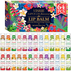 VISRIE 64-pack lip balm collection with diverse flavors for daily hydration