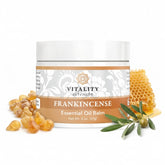 Vitality Frankincense Balm 2oz bottle delivers rich moisture for dry skin.