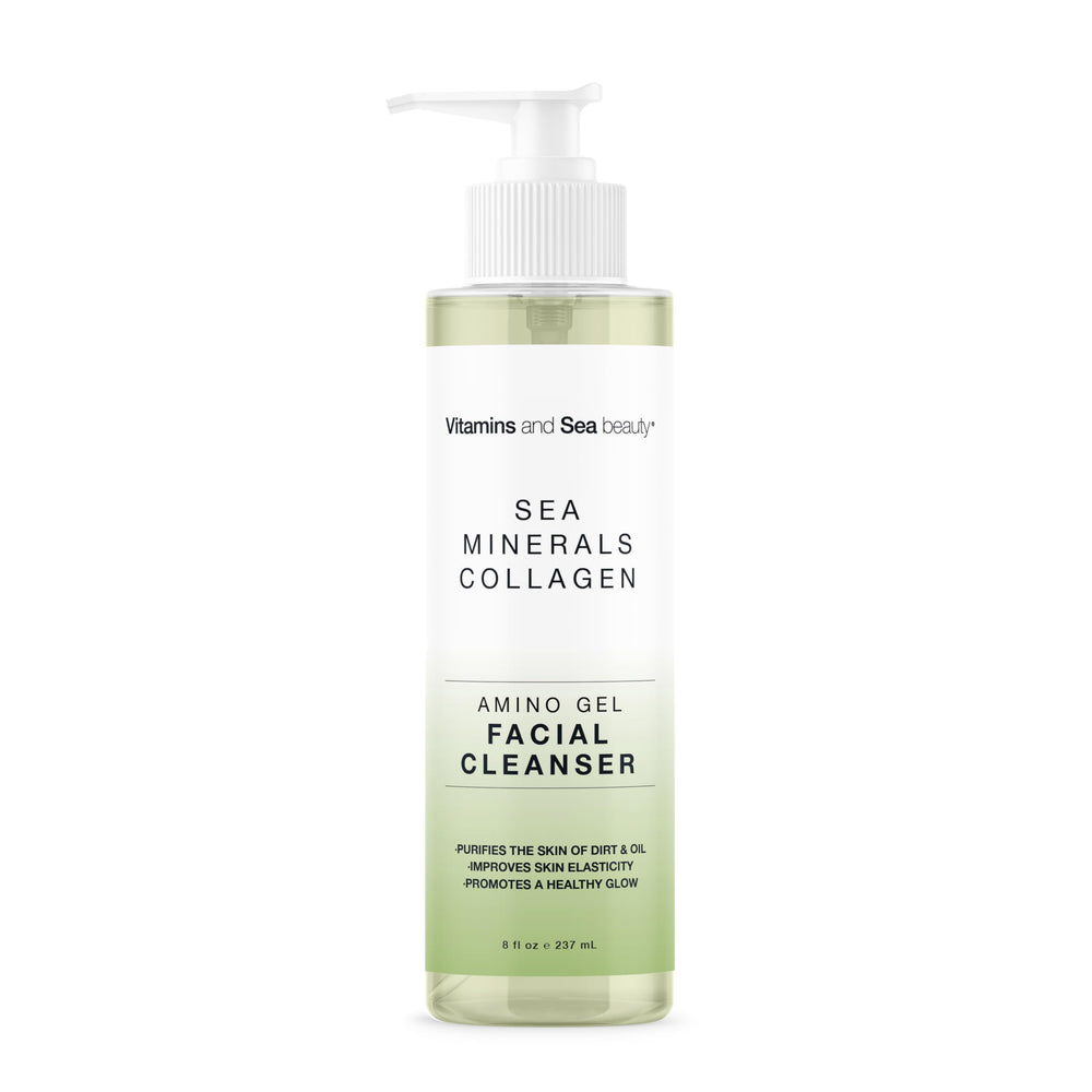 Amino Gel limpiador de VITAMINS AND SEA BEAUTY, vista frontal del envase para limpieza diaria