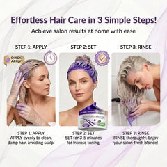 VITAMINS Hair Cosmetics Brassy Blonde Before to show toner impact.