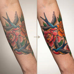 VITIUM Tattoo Butter texture application demonstrates quick absorption and non-greasy finish