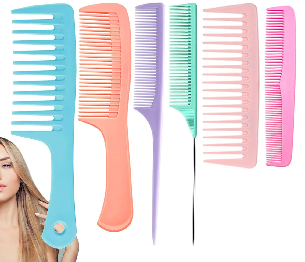 VITMOORY 6-piece comb set for versatile styling and detangling across hair types