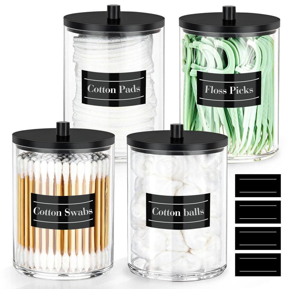 Vituney qtip-holders: clear acrylic jars with lids for tidy bathroom storage