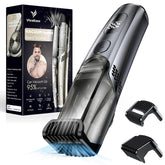 VivaEase vacuum beard trimmer front view for mess-free grooming and precision
