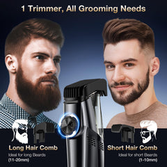 VivaEase vacuum beard trimmer with comb attachments enables 1–20 mm length control