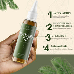Aceite de Batana Vivccon, textura nutritiva para cabello sedoso.