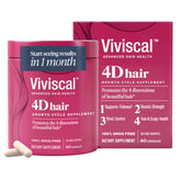 Viviscal 4D hair supplement bottle front showing the product and promise of fuller strands