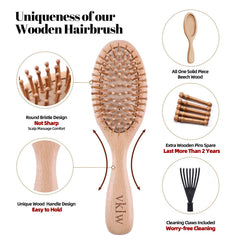 VKLW wooden comb bottom view highlighting single-piece construction for durability