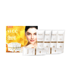 VLCC Kit Facial Dorado: aplicación suave en manos para un rostro equilibrado.