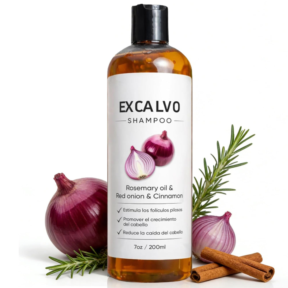 Vlsdoin Excalvo Shampoo: botella con romero para un cabello más fortalecido.