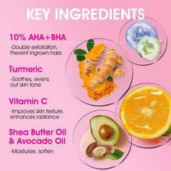 VOERUY exfoliante bikini con mezcla AHA BHA para textura más suave