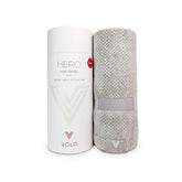 VOLO Hero Hair Towel on head shows secure wrap for quick drying.