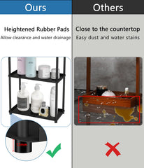 VOTZAAQ rubber pads prevent slipping and protect surfaces on a busy vanity.