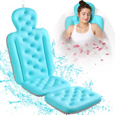 VOXOR full body bath pillow in ocean blue supports head and body for a spa-like soak.
