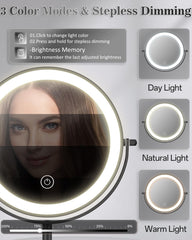 VPU makeup mirror height-adjustable stand for ergonomic workstation setup.