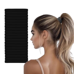 Vrose Flosi 20-pack black hair ties for gentle, damage-free ponytails.