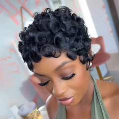 VRZ Pixie Cut Wig: short layered bangs ideal for versatile looks.