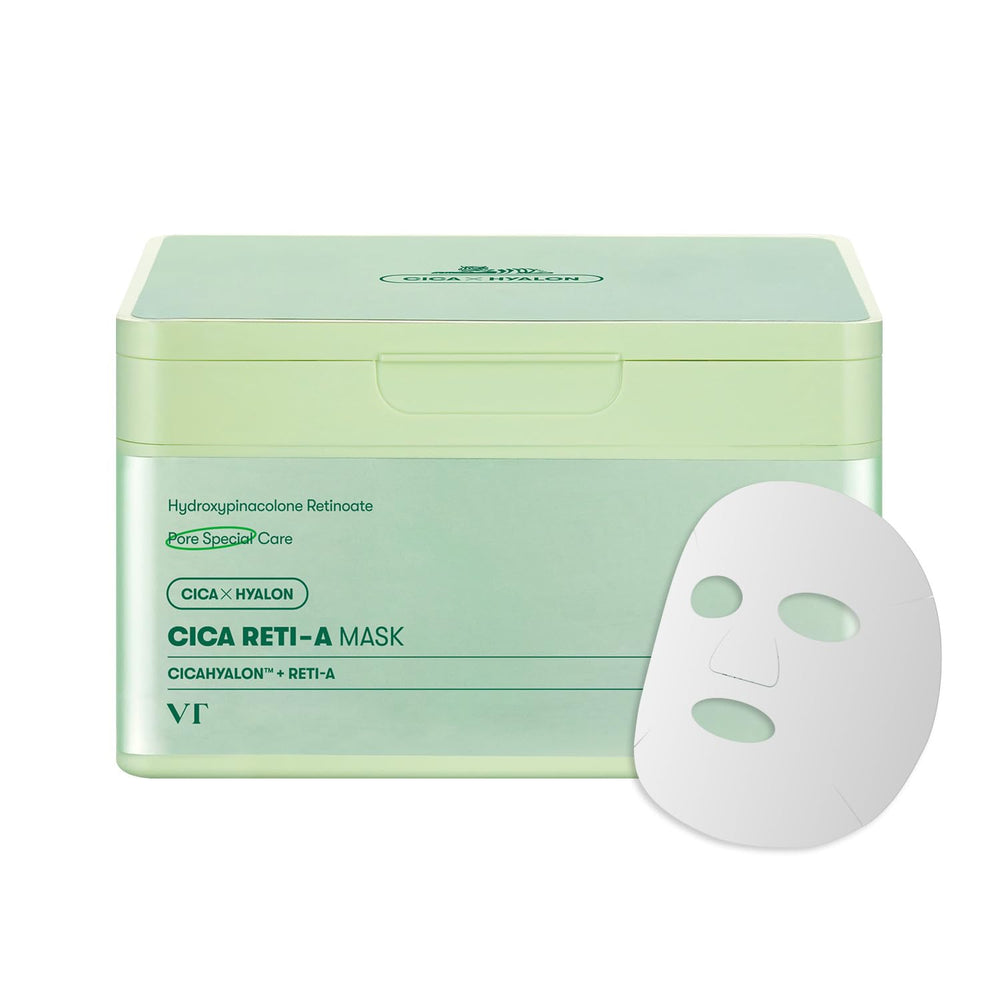 VT COSMETICS CICA RETI-A Daily Mask box highlights premium packaging for a convenient routine.