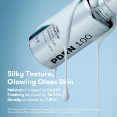 VT COSMETICS PDRN 100 glow-on-skin image suggests radiant, healthy-looking skin.
