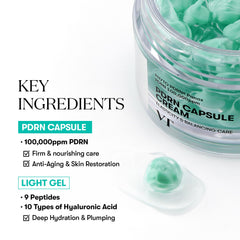 VT COSMETICS cápsulas PDRN integradas para regeneración suave de la piel.